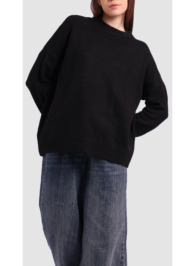 KYVELi Women’s Oversized Soft Knit Sweater – Black - Image 1