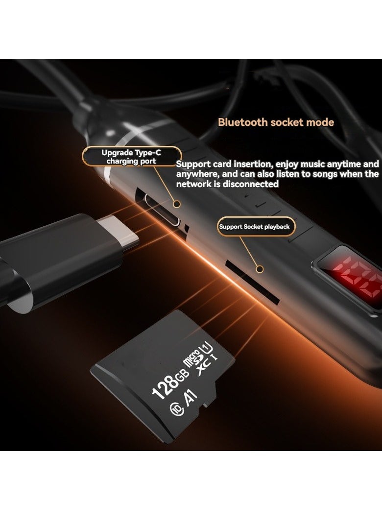 Generic In-ear wireless Bluetooth headset hanging neck sports digital display headset long battery life wireless headset black  - Image 3