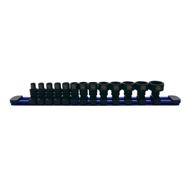 Astro Tools 78113 13-Piece 1/4" Drive Low Profile Nano Impact Sockets - Metric - Image 1