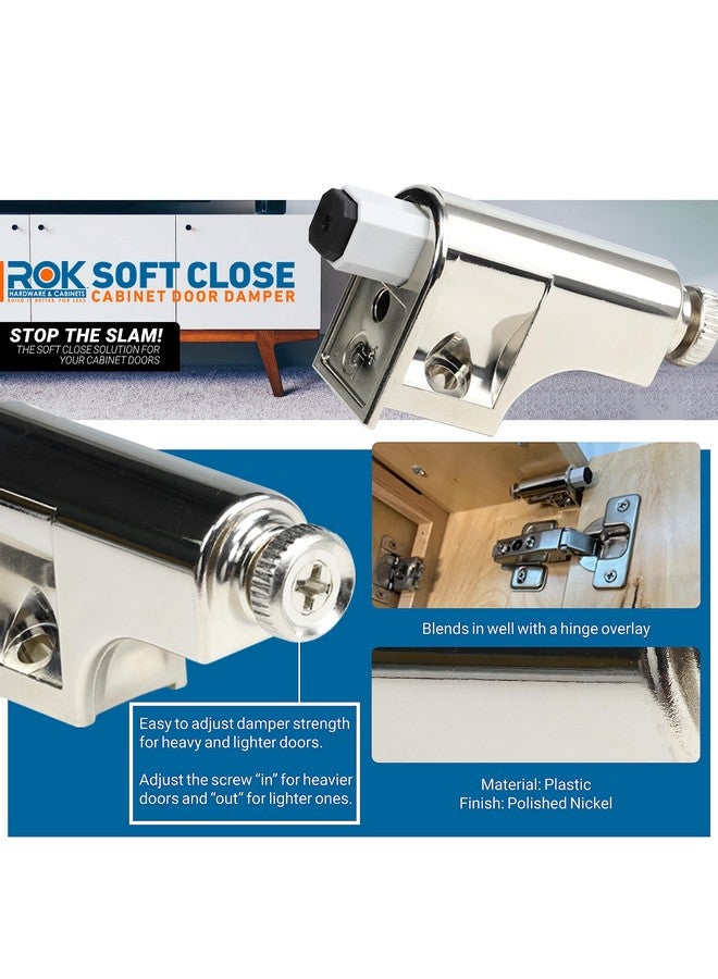 ROK 15 Pack Rok Hardware Soft Close Damper for Cabinet Doors/Compact/SoftClose Cabinet Adapter/Hardware/Hinge Polished Nickel Finish, SCD103 - Image 1