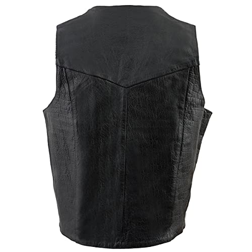 Milwaukee Leather سترة دراجة نارية جلدية كلاسيكية للرجال من ميلووكي SH1310 طويلة باللون الأسود مع إغلاق بأزرار ضغط - 44-طويلة - Image 2