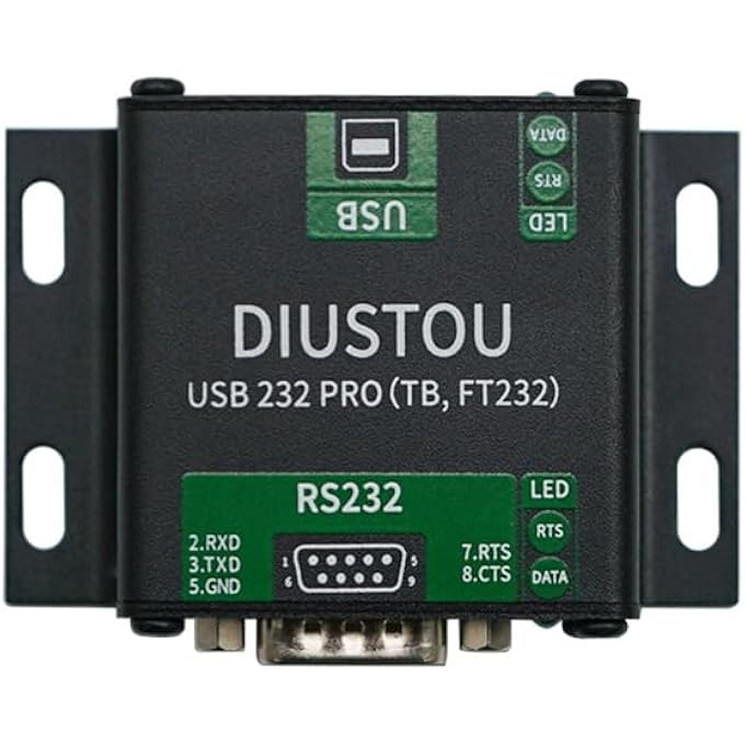 diustou INDUSTRIAL USB TO RS232 ADAPTER WITH FT232RL/SP3232 CHIPSET - BIDIRECTIONAL POWER AND SIGNAL ISOLATION, USB TO DB9 SERIAL CONVERTER WITH ESD PROTECTION AND DATA CABLE - Image 1