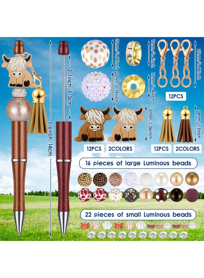 Tinlade 12 Pieces Beadable Pens Bulk Bead Pens With 50 Pcs Assorted Colors Beads Pen Diy Making Kit Multicolor Ballpoint Pen Black Ink For Women Kids Students Office School (Yak Style) - Image 3