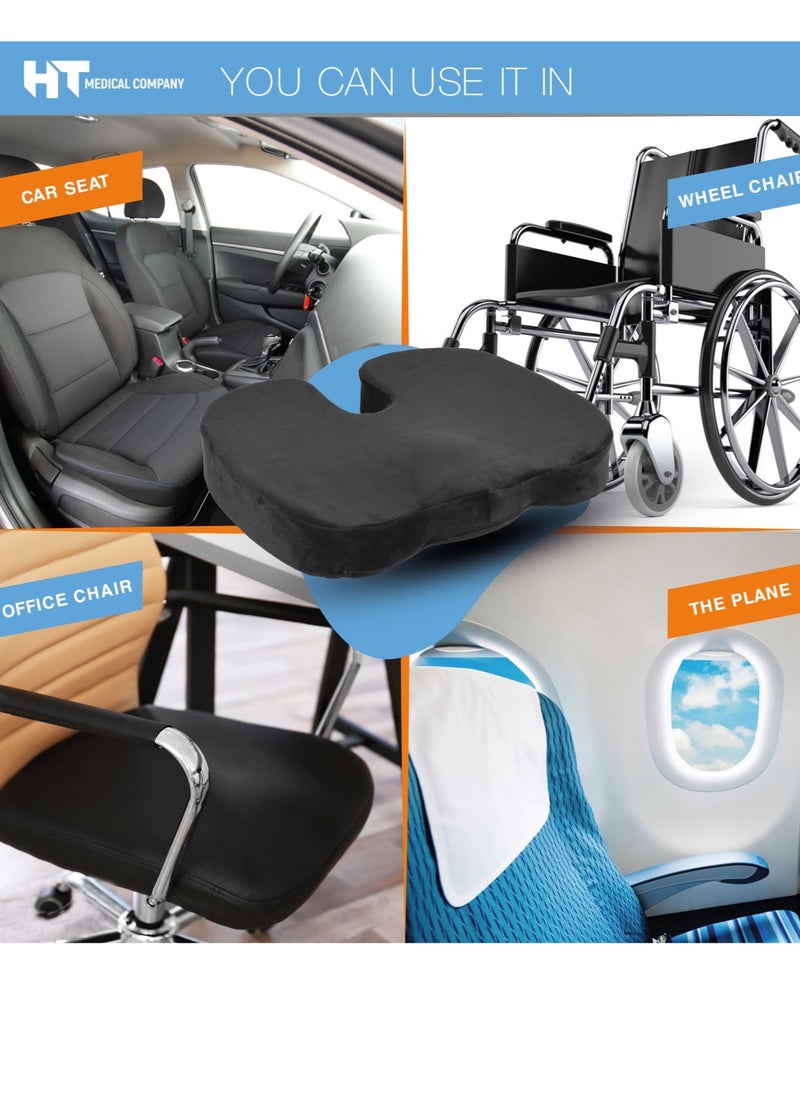 A medical seat to treat fistula pain, sciatica, and a herniated disc - compatible with all chairs - and relieves coccyx pain, navy blue