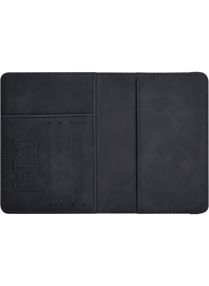 حافظة جواز سفر للسفر مع حزام مرن، واقي منظم مستندات من جلد PU يحجب RFID، لبطاقات الائتمان وبطاقات الهوية، وبطاقات الصعود إلى الطائرة (أسود) - Image 4