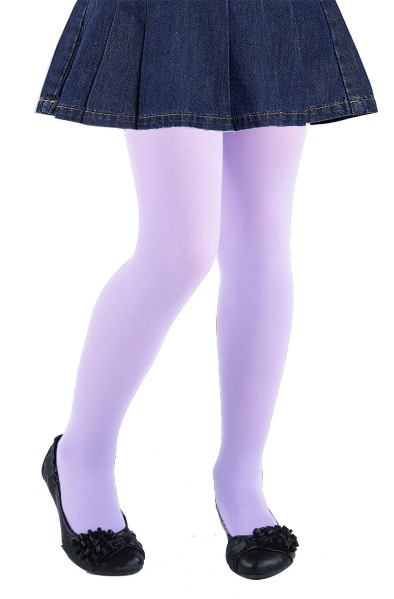 CHUNG Girls Light Weight Stretchy 60D Footed Tights Multi Candy Color Costumes Accessory Stage Performance 2-12Y, 3-5Y, LtPurple - Image 1