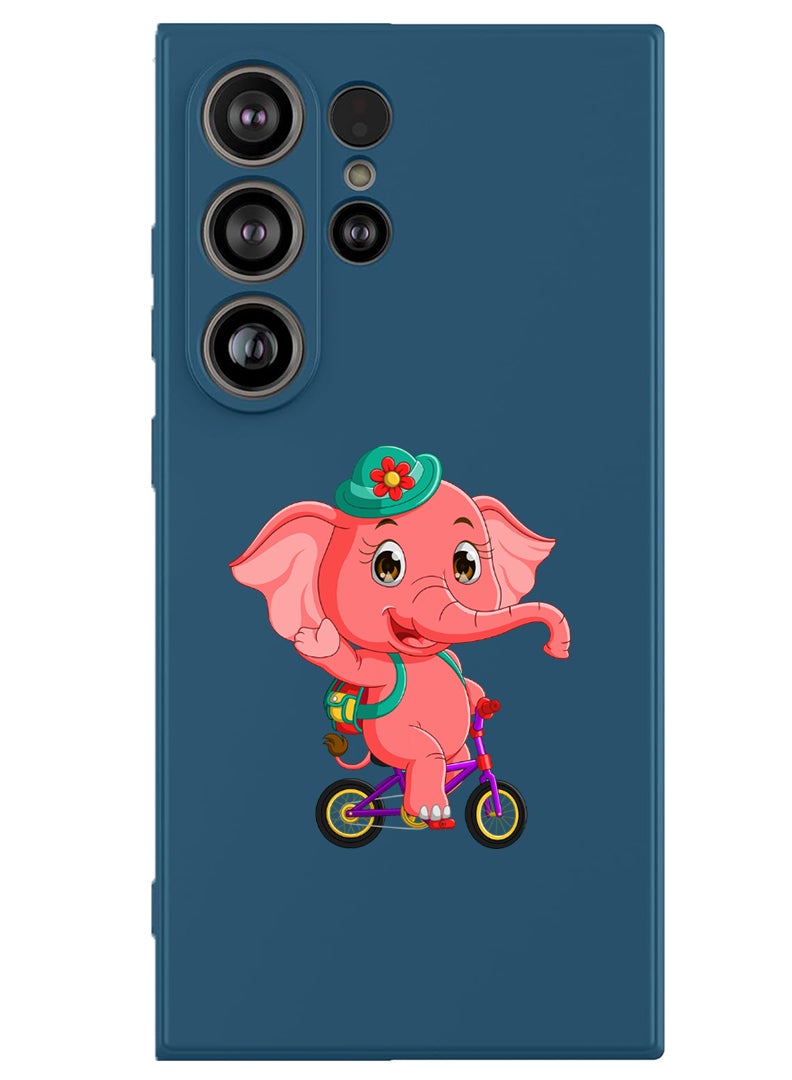 Theodor Protective Slim Fit Case Liquid Silicone Cover with Full Body Protection Anti-Scratch Shockproof Case For Samsung Galaxy S25 Ultra (Blue) - pink elephant - Image 1