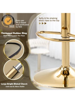 DubaiGallery Velvet Woven Bar Stools, Modern Height Adjustable Swivel Barstools Counter Chairs with Back & Golden Metal Base for Pub, Kitchen, Cafe  - Image 4