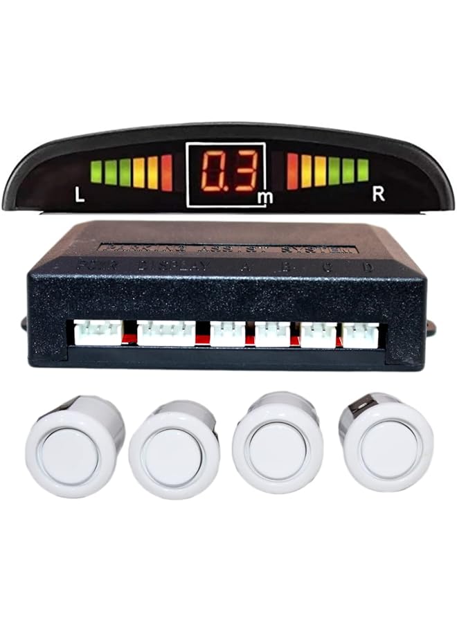 WINCA Car Parking Sensor 4 Sensors Auto Reverse Assistance Backup Radar Detector System White Color Digital Display Double-Sided Tapes 12V Power Cable Control Box - Image 1