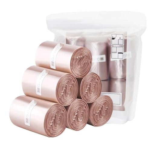 H&W 240 Counts Strong Trash Bags,0.5 Gallon Mini Garbage Bags for Small Trash Can,Desktop Trash Bin,Fit 2 Liters or Less Trash Can(6 Rolls,Rose Gold) - Image 1