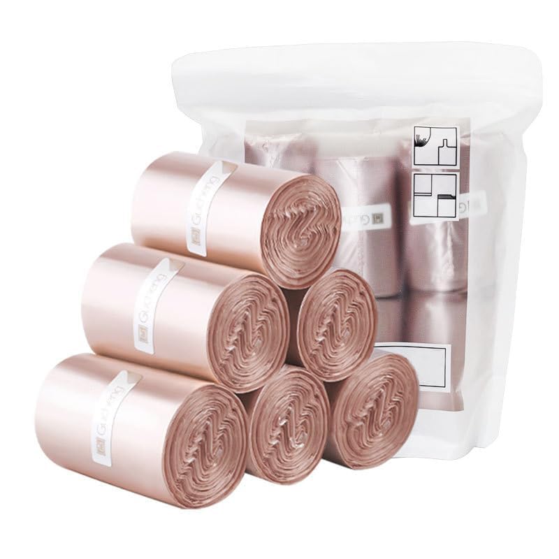 H&W 240 Counts Strong Trash Bags,0.5 Gallon Mini Garbage Bags for Small Trash Can,Desktop Trash Bin,Fit 2 Liters or Less Trash Can(6 Rolls,Rose Gold) - Image 2