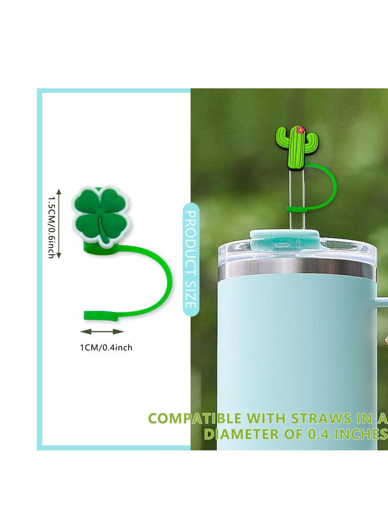 Straw Covers Cap Toppers, 10 Pcs Straw Cover for Stanley Cup, Silicone Straw Covers Cap Reusable Drinking Straw Topper Compatible, for Stanley Cups Accessories, 0.4in - Image 2