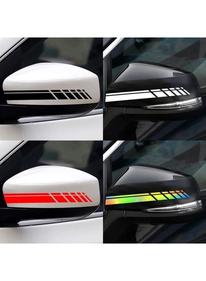 Black Car Rearview Mirror Sticker Decorative Scratch Protection Modified Pull Flower Design 2pcs - Image 1