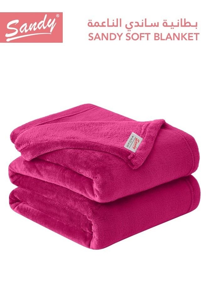 Sandy SANDY Fleece Blanket, Premium Microfiber, Super Soft Flannel Blanket for Bed, Sofa, Couch and Home Decorations, Single Size 170x240 cm, Fuchsia  - Image 2