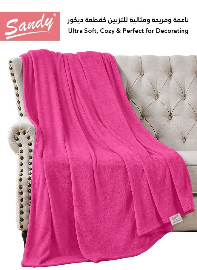 Sandy SANDY Fleece Blanket, Premium Microfiber, Super Soft Flannel Blanket for Bed, Sofa, Couch and Home Decorations, Single Size 170x240 cm, Fuchsia  - Image 1
