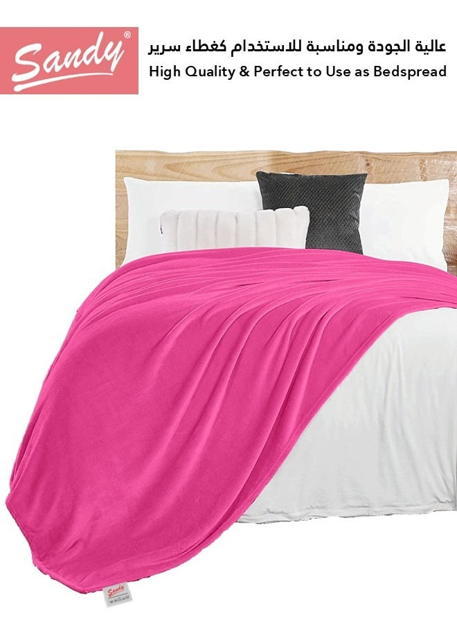 Sandy SANDY Fleece Blanket, Premium Microfiber, Super Soft Flannel Blanket for Bed, Sofa, Couch and Home Decorations, Single Size 170x240 cm, Fuchsia  - Image 3