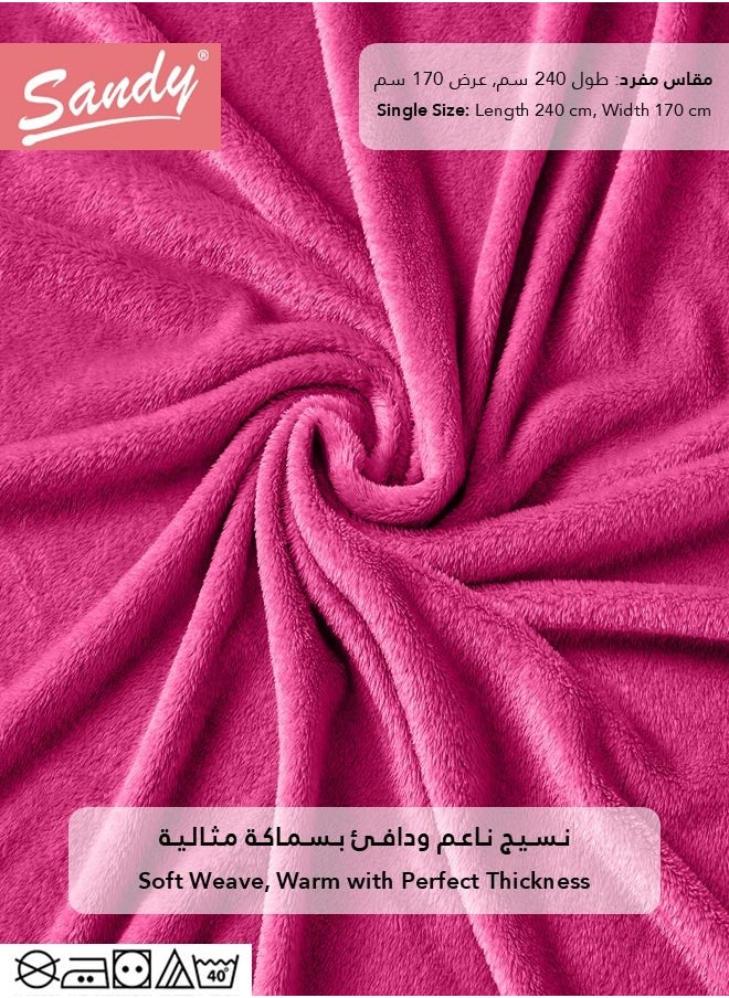 Sandy SANDY Fleece Blanket, Premium Microfiber, Super Soft Flannel Blanket for Bed, Sofa, Couch and Home Decorations, Single Size 170x240 cm, Fuchsia  - Image 5