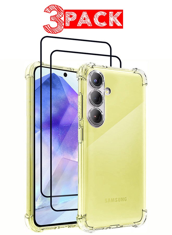 CATANES (for Samsung Galaxy A55) 3 Pack Clear Case and 2 Screen Protectors Scratch Resistant Reinforced Corners TPU Rubber Soft Skin Protective Cover - Image 1