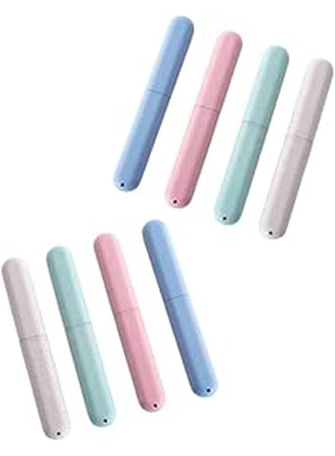 8 Pcs Travel Toothbrush Kit With Capsule Cases Portable Holder Protective Cover - Image 1