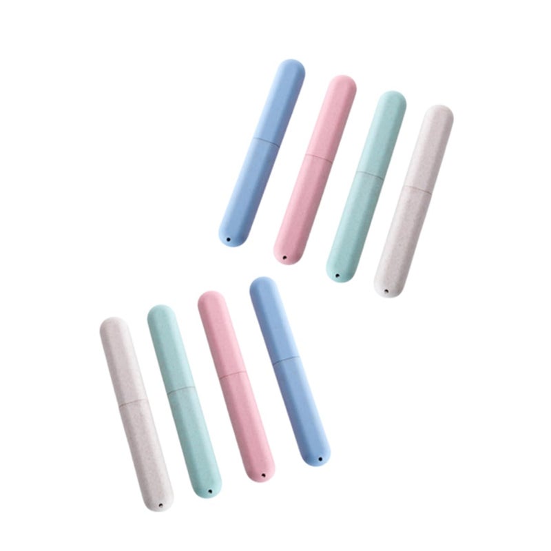 8 Pcs Travel Toothbrush Kit With Capsule Cases Portable Holder Protective Cover - Image 2