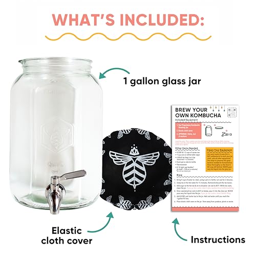 Craft A Brew - Kombucha Jar with Dispensing Valve - For Kombucha Fermentation - Includes Custom Cloth Cover- Proprietary Design - Image 2