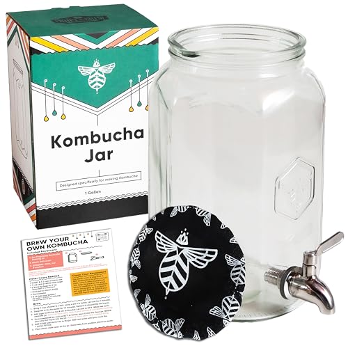 Craft A Brew - Kombucha Jar with Dispensing Valve - For Kombucha Fermentation - Includes Custom Cloth Cover- Proprietary Design - Image 1