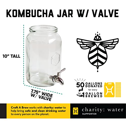 Craft A Brew - Kombucha Jar with Dispensing Valve - For Kombucha Fermentation - Includes Custom Cloth Cover- Proprietary Design - Image 3
