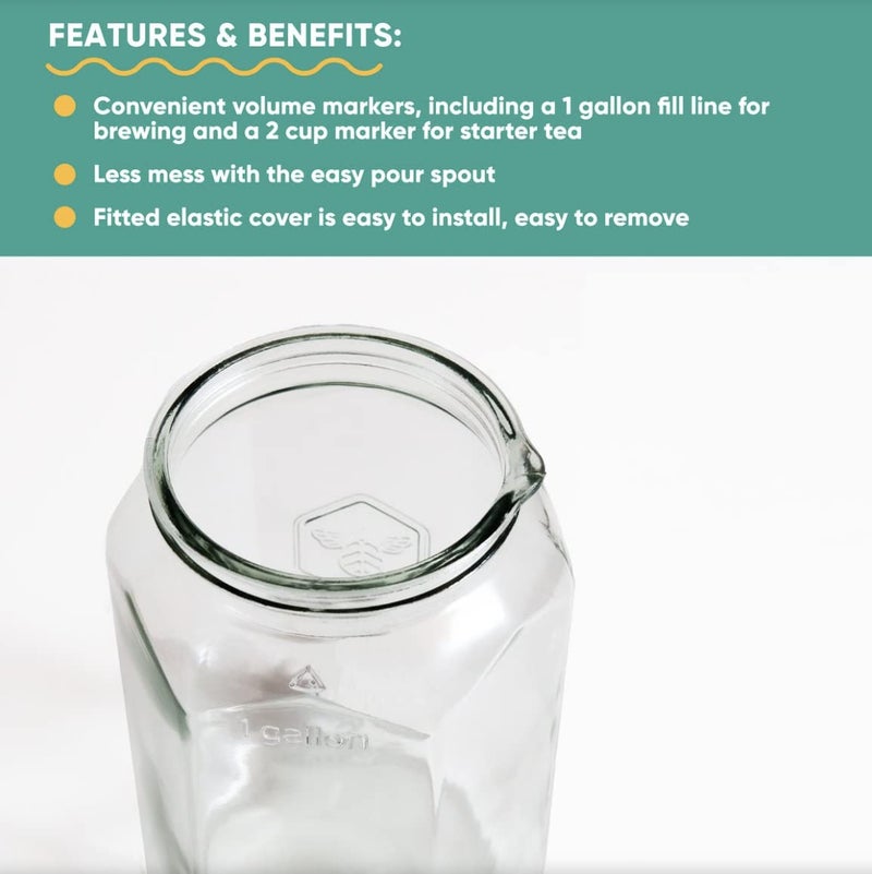 Craft A Brew - Kombucha Jar with Dispensing Valve - For Kombucha Fermentation - Includes Custom Cloth Cover- Proprietary Design - Image 4