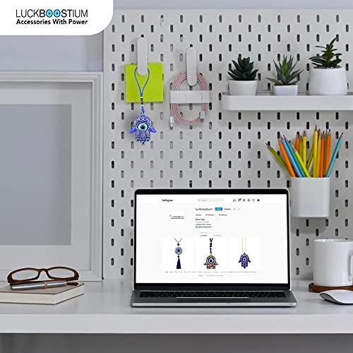 LUCKBOOSTIUM Hamsa Hand Amulet for Protection – Blue, White & Black Evil Eye Car Charm – Hamsa Evil Eye Rearview Mirror Hanging Ornament for Car, Home & Office – Evil Eye Protection from Bad Spirits - Image 4
