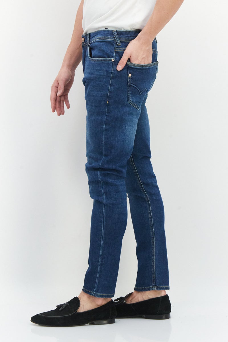 DUCK AND COVER Men Tapered Fit Washed Stretchable Jeans, Blue - Image 3