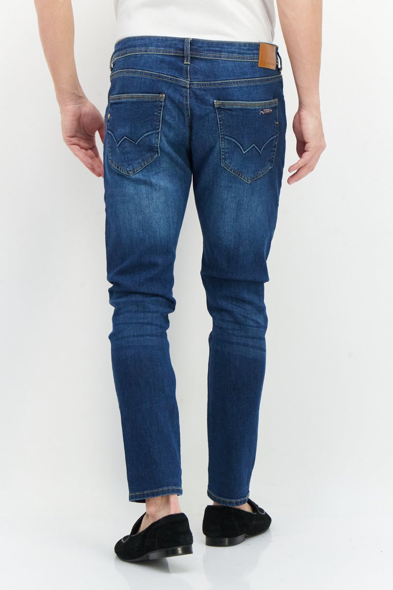 DUCK AND COVER Men Tapered Fit Washed Stretchable Jeans, Blue - Image 4