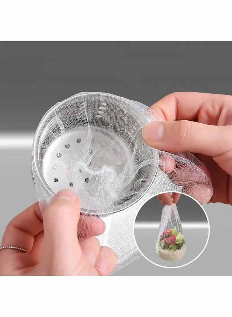 الجيموسي 200 قطعة من أكياس القمامة الشبكية للاستعمال مرة واحدة، مصفاة حوض المطبخ، حقيبة شبكية لجمع قصاصات طعام المطبخ وبقايا النفايات - Image 5