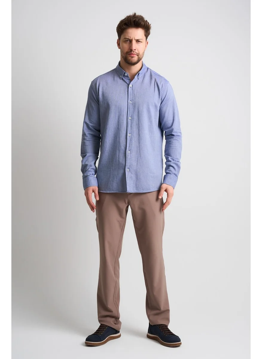 Alexander Gardi Alexandergardı Men's Button-down Collar Long Sleeve Linen Shirt (EG-1847-01)