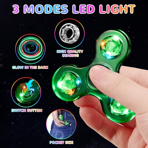 WELLVO LED Fidget Spinner for Kids Adults 2Pcs Light up Sensory Fidget Toys for Kids 48 812 Anxiety Stress Relief Classroom Prizes Glow in The Dark Hand Spinner Boys Girls Birthday Gifts - Image 5