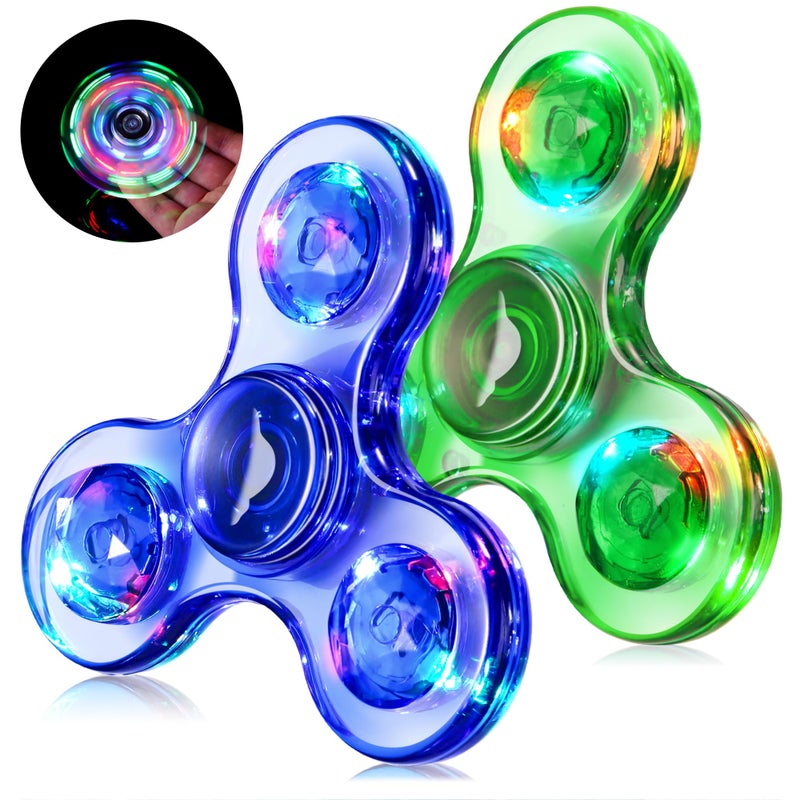 WELLVO LED Fidget Spinner for Kids Adults 2Pcs Light up Sensory Fidget Toys for Kids 48 812 Anxiety Stress Relief Classroom Prizes Glow in The Dark Hand Spinner Boys Girls Birthday Gifts - Image 3
