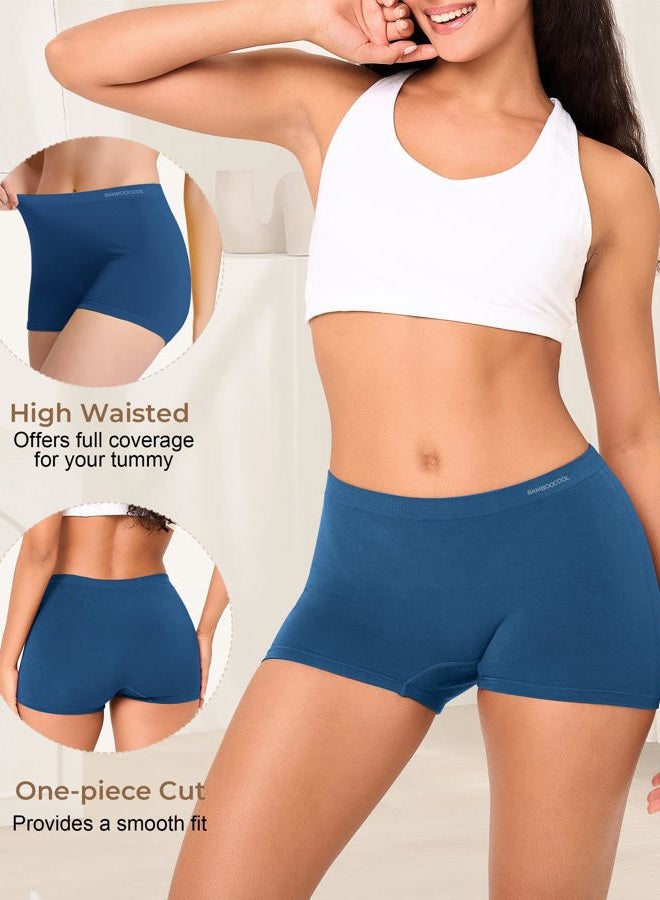 BAMBOO COOL Seamless Boyshort Underwear for Women Mid Waist Stretchy Panties Moisture Wicking Boxer Briefs 5 Pack, Multicoloured I (5-pack), XXL - Image 3