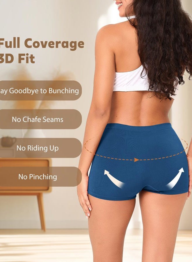 BAMBOO COOL Seamless Boyshort Underwear for Women Mid Waist Stretchy Panties Moisture Wicking Boxer Briefs 5 Pack, Multicoloured I (5-pack), XXL - Image 4