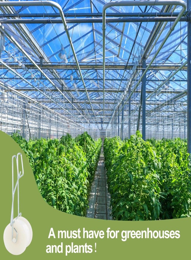 Pemaly 40 Pack Tomato Roller Hooks with 49.2FT String, Greenhouse Trellising Kit for Tomato,Plant, Greenhouse,Flower Vine Twine Crop Trellis Kit Plant Roller Trellis Hook - Image 4