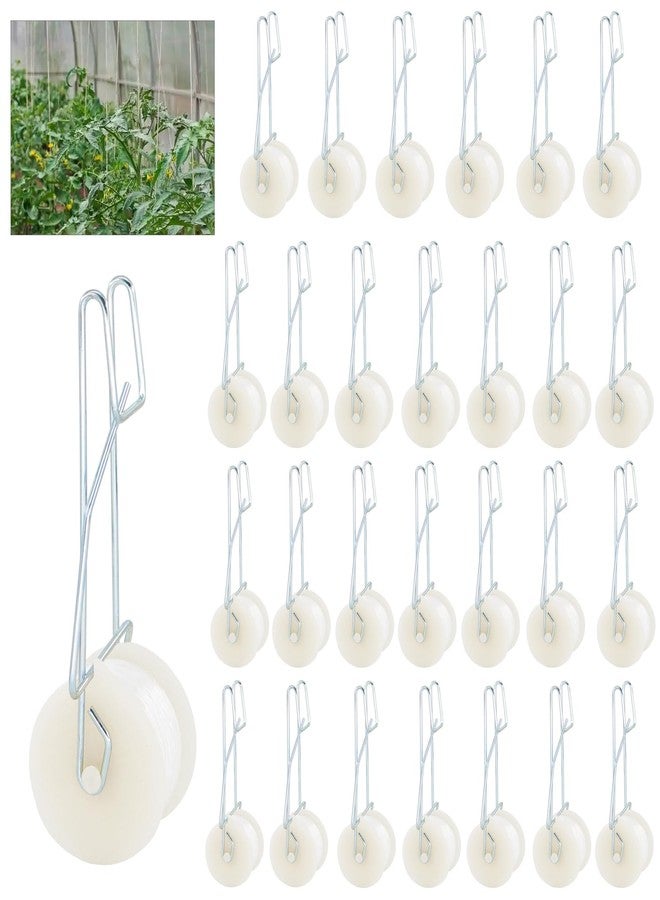 Pemaly 40 Pack Tomato Roller Hooks with 49.2FT String, Greenhouse Trellising Kit for Tomato,Plant, Greenhouse,Flower Vine Twine Crop Trellis Kit Plant Roller Trellis Hook - Image 1