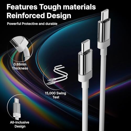 Punnkk Original 65W USB C to Type C Fast Charging Cable Compatible for Nothing Phone 2/2A/2A Plus/1/Cmf Phone 1/Galaxy S24/25 Series/Cmf/Buds/Laptops & Other Type C Device, Fast Data Transfer Cord - Image 2