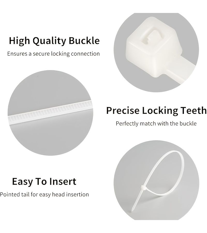 500 Pcs White Self Locking Nylon Cable Ties 30cm 11 81 Inches Multi Function Plastic Zip Ties For Wire Management - Image 4
