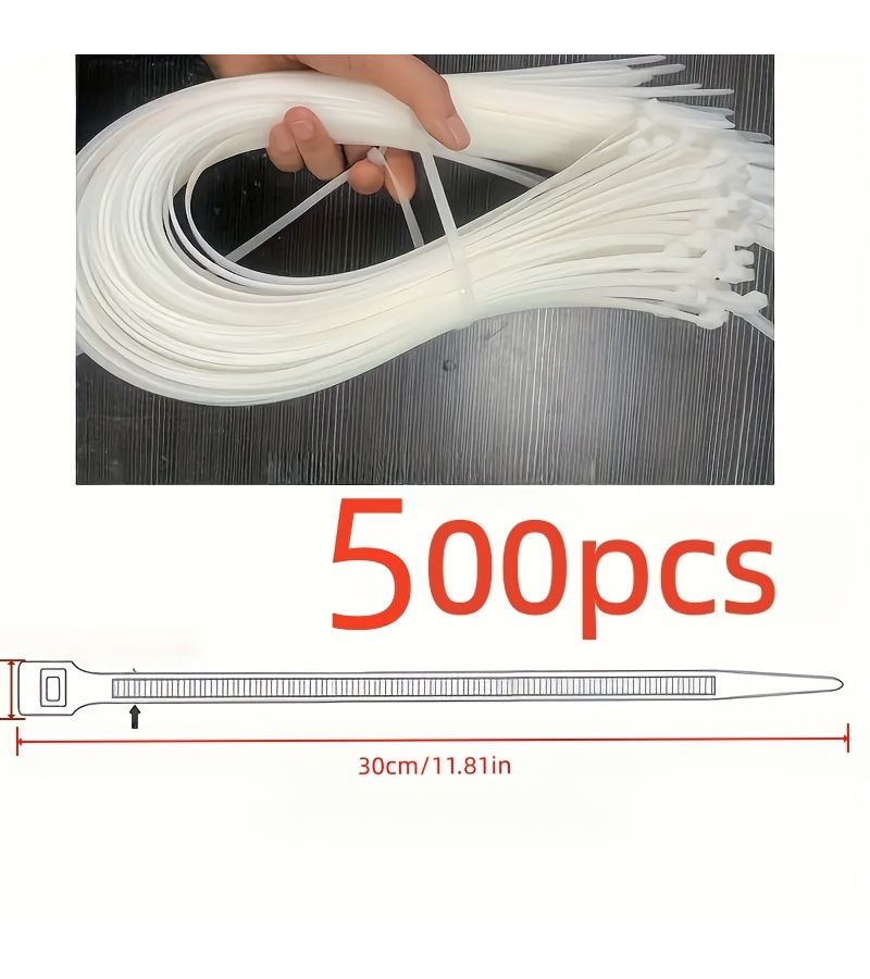 500 Pcs White Self Locking Nylon Cable Ties 30cm 11 81 Inches Multi Function Plastic Zip Ties For Wire Management - Image 3