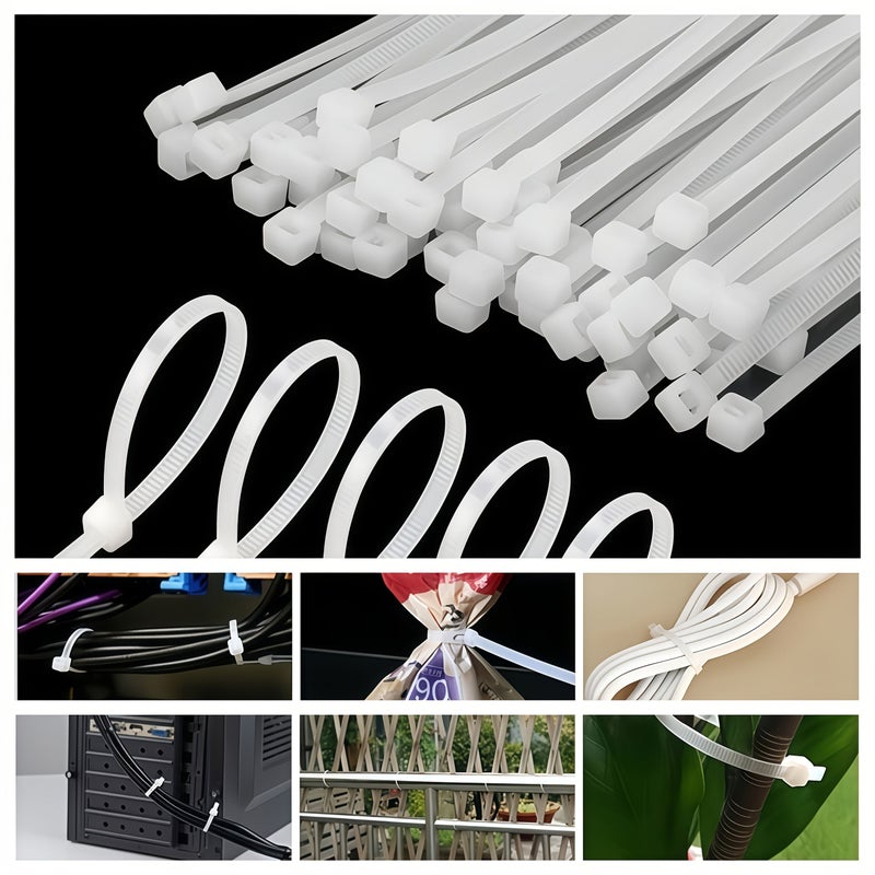 500 Pcs White Self Locking Nylon Cable Ties 30cm 11 81 Inches Multi Function Plastic Zip Ties For Wire Management - Image 2