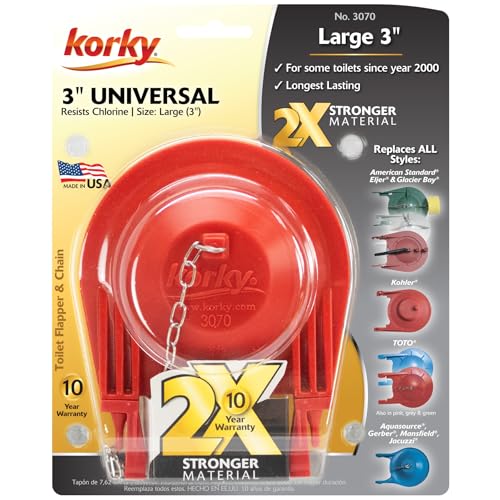 Korky 3070BP Large 3" 2X High Performance Universal Toilet Flapper, Red - Image 1