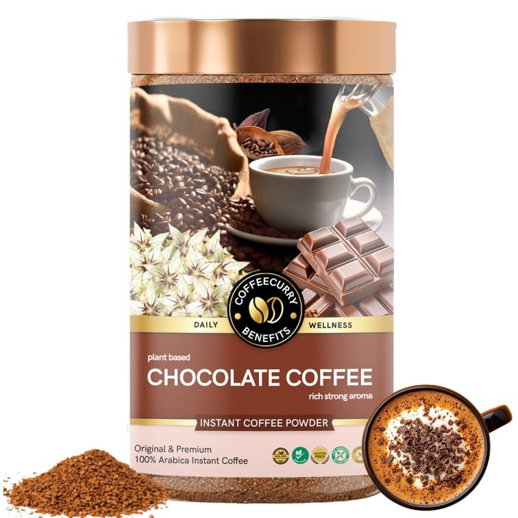 COFFEECURRY Chocolate Instant Coffee (50 Grams) - For Energy, Focus & Performance | Premium Arabica Instant Coffee Powder for Refreshing Experience - Both Hot and Cold - Image 1