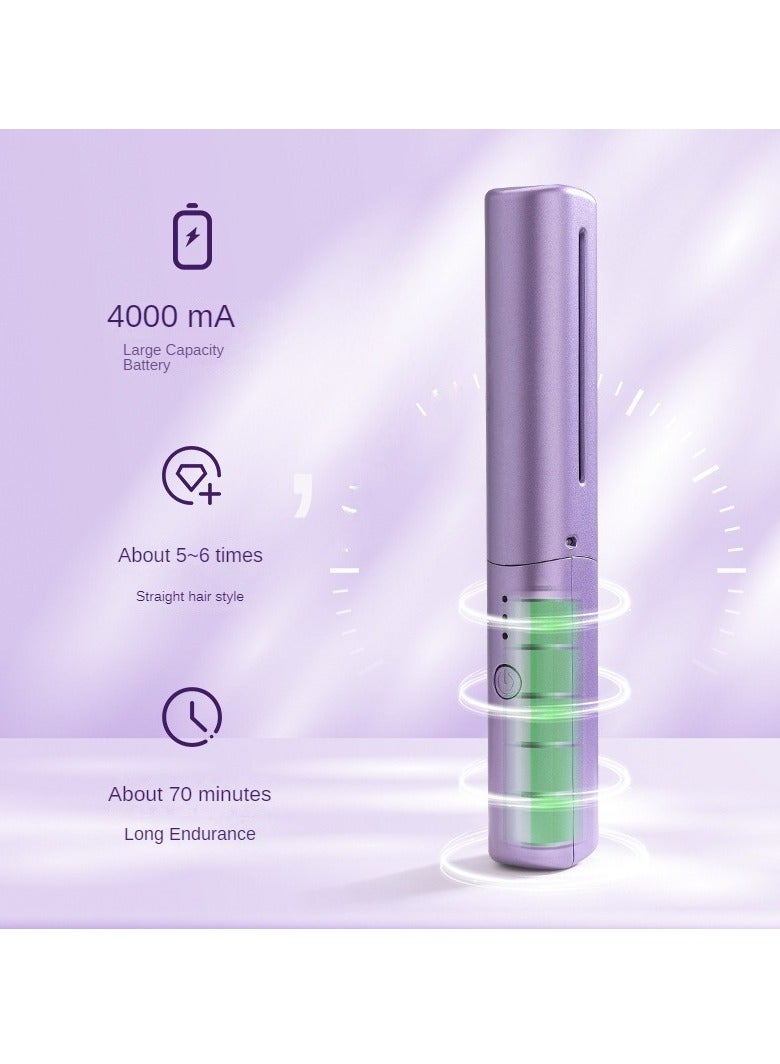 AROAQ Portable Wireless Hair Straightener For Travel, Rechargeable Mini Hair Straightener, Anti-scald Straightener Curling Comb, Hot Comb Hair Straightener For Women, (Pink) - Image 3