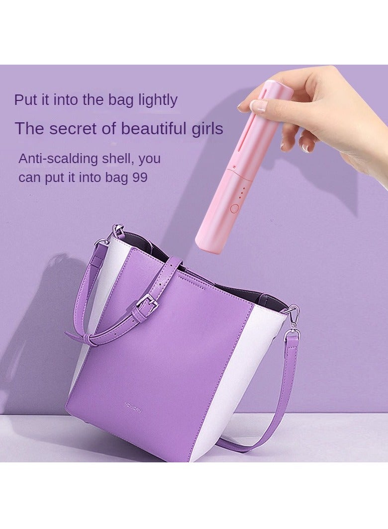 AROAQ Portable Wireless Hair Straightener For Travel, Rechargeable Mini Hair Straightener, Anti-scald Straightener Curling Comb, Hot Comb Hair Straightener For Women, (Pink) - Image 4