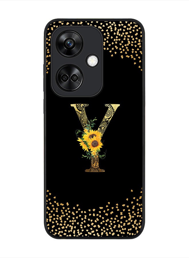 Stylizedd Rugged Black Edge case for OnePlus Nord CE3 / Oppo K11, Slim fit Flexible   Custom Monogram Initial Letter Mandala Floral Pattern Alphabet- Y (Black) - Image 1