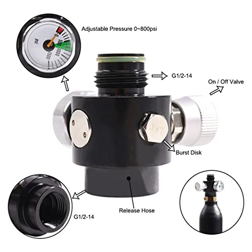 ZCTCL New Paintball Inner ThreadCO2 Cylinder TankOnOff Valve with 1500Psi GaugeG1214 Black - Image 3