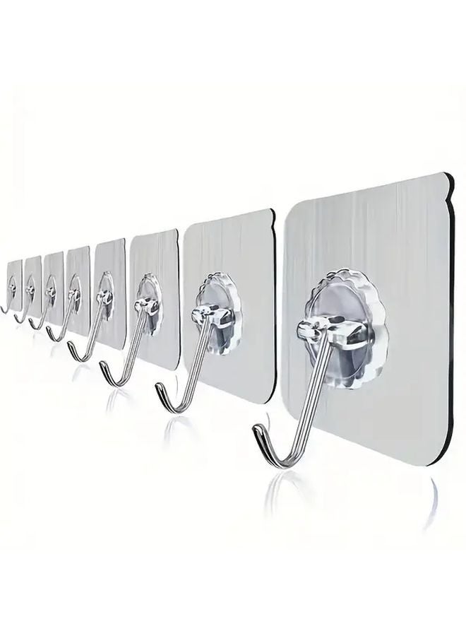 9Pcs Punch Free Adhesive Wall Hooks Strong Transparent Plastic Suction Cup For Kitchen Bathroom Shower Multi Purpose Hanging Storage Organizer - Image 2